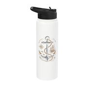 Vintage Anchor Brújula Velero Náutico Marítimo Mar Stainless Steel Insulated Water Bottle