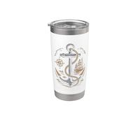 Vintage Anchor Brújula Velero Náutico Marítimo Mar Vaso térmico de acero inoxidable de doble pared