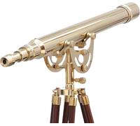 Vintage Anchor Master - Telescopio de pie con soporte, trípode de madera Astro de 64 pulgadas, telescopio de latón Harbor Griffith, aspecto brillante, telescopios de pie marrón