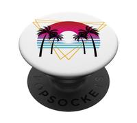 Vintage Años 80 Verano Palmeras Playa Disfrute Tropical PopSockets PopGrip Adhesivo