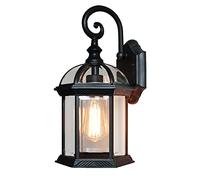 Vintage Aplique rústico de exterior negro / IP44 / E27 hasta 60W /Aluminio Aplique en forma de linterna para exterior resistente a la intemperie para patio y alumbrado de jardín balcón puerta terraza