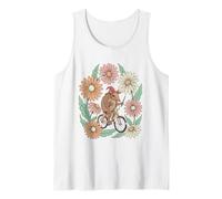 Vintage Armadillo Bruja Montando Bicicleta Floral Camiseta sin Mangas