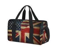 Vintage Art America - Bolsa de lona deportiva con bandera del Reino Unido, para fin de semana, para la noche, informal, viajes, gimnasio, para niños, niñas, niños, mujeres y hombres