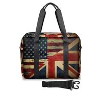 Vintage Art America - Bolsa de viaje con bandera del Reino Unido para mujeres, hombres, niñas y niños, bolsa de fin de semana, bolsa de viaje grande de 32 L, bolsa de mano para viajes, deportes,