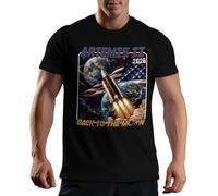 Vintage Artemis Back To The Moon Patriotic Space Exploration American Rocket Launch Design Camiseta De Hombre Negra Size L