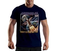 Vintage Artemis Back To The Moon Patriotic Space Exploration American Rocket Launch Design Camiseta De Hombre Azul Marino Size XL