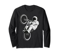 Vintage Astronaut BMX Wheelie Space Rider Gráfico Manga Larga