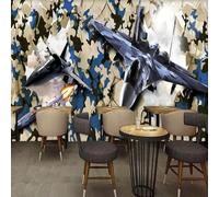 Vintage Avión Plano Broken Bar Restaurante 3D Papel Pintado Pared Fácil Instalación Oficina Sala Estar Sofá Dormitorio TV Fondos Decoración-350cm×256cm