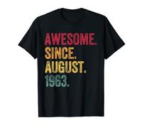 Vintage Awesome Since August 1963 Shirt 59th Birthday Gift Camiseta