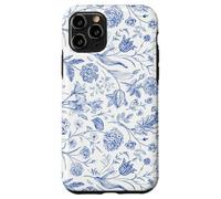 Vintage Azul Floral Patrón Elegante Línea Botánica Estética Carcasa para iPhone 11 Pro