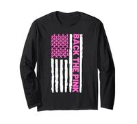 Vintage Back The Pink Warrior Flag Concientización sobre el cáncer de Mama Manga Larga