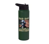 Vintage Bad Day To Be British Funny 4th Of July Men Women Stainless Steel Insulated Water Bottle