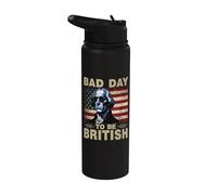 Vintage Bad Day To Be British Funny 4th Of July Men Women Stainless Steel Insulated Water Bottle