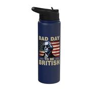 Vintage Bad Day To Be British Funny 4th Of July Men Women Stainless Steel Insulated Water Bottle