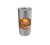 Vintage Bali Indonesia Retro Lotus Flores Suvenir Floral Vaso térmico de acero inoxidable de doble pared