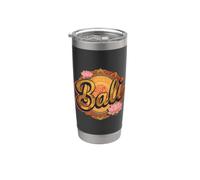 Vintage Bali Indonesia Retro Lotus Flores Suvenir Floral Vaso térmico de acero inoxidable de doble pared
