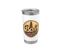 Vintage Bali Indonesia Retro Templo Lotus Flores Suvenir Vaso térmico de acero inoxidable de doble pared