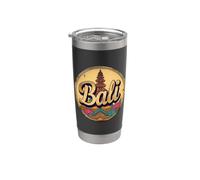 Vintage Bali Indonesia Retro Templo Lotus Flores Suvenir Vaso térmico de acero inoxidable de doble pared