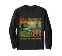 Vintage Bali Indonesia Travel Souvenir Landmark Turista Regalo Manga Larga