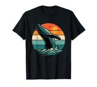 Vintage, Ballena, Observación, Retro, Atardecer Rompiendo Ballena Camiseta