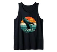 Vintage, Ballena, Observación, Retro, Atardecer Rompiendo Ballena Camiseta sin Mangas