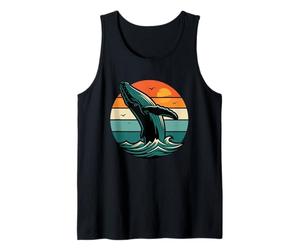 Vintage, Ballena, Observación, Retro, Atardecer Rompiendo Ballena Camiseta sin Mangas