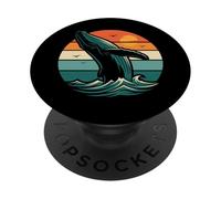 Vintage, Ballena, Observación, Retro, Atardecer Rompiendo Ballena PopSockets PopGrip Adhesivo