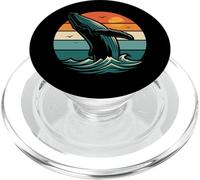 Vintage, Ballena, Observación, Retro, Atardecer Rompiendo Ballena PopSockets PopGrip para MagSafe