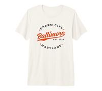 Vintage Baltimore Charm City Maryland Azul Rojo Texto Camiseta Premium