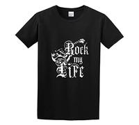 Vintage Band Rock My Life Guitar Unisex 100% Cotton Short-Sleeve T-Shirts Black M