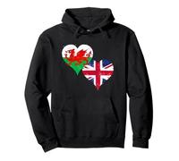 Vintage Bandera Gales y Union Jack de Galés Reino Unido Sudadera con Capucha
