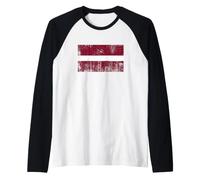 Vintage Banner Fan Letonia Bandera Retro Camiseta Manga Raglan