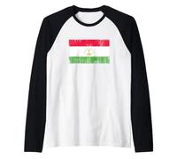 Vintage Banner Fan Tayikistán Bandera Retro Camiseta Manga Raglan