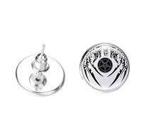 Vintage Baphomet Cabra satánico capullos pendientes malvado ocultismo invertido pentagrama patrón gótico cabujón de vidrio pendientes arte pintado a mano magia, 25, Vidrio, peridoto creado