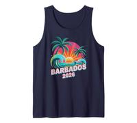 Vintage Barbados 2026 Vacaciones Surfing Trip Matching Moms Camiseta sin Mangas
