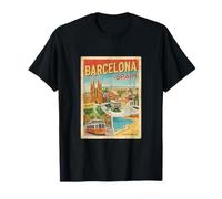 Vintage Barcelona España Viaje Souvenir Ciudad Turista Regalo Camiseta