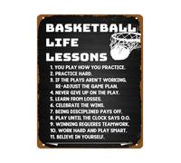 Vintage Basketball Sign Aluminum Tin Plaque Motivational Sports Quote for Man Cave Office Bar Sports Bar Gift for Basketball Fan 8 X 12 inch