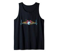 Vintage Baterista Latido Del Corazón Drummer Música Batería Camiseta sin Mangas