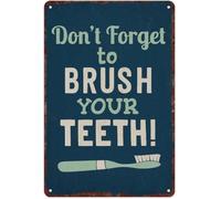 Vintage Bathroom Sign Don’t Forget To Brush Your Teeth 8 X 12 in