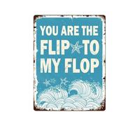 Vintage Beach Tin Sign You Are The Flip To My Flop Funny Couples Metal Wall Decor for Beach House Patio Bedroom 8 X 12 inch