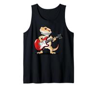 Vintage Bearded Dragon Punk Music Playing Guitar Camiseta sin Mangas