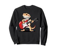 Vintage Bearded Dragon Punk Music Playing Guitar Sudadera