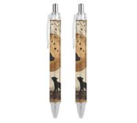 Vintage Bears in The Woods - Bolígrafos personalizados con diseño de osos en el bosque (2 unidades), color negro