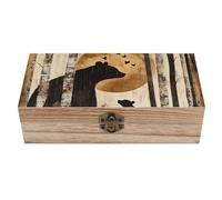 Vintage Bears in The Woods - Caja de almacenamiento de madera para tesoros de 7.9 x 3.7 x 2.3 pulgadas, cajas de recuerdo con tapa con bisagras y cierre frontal