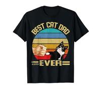 Vintage Best Cat Dad Ever Cat Owner Cats Dad Camiseta, Hombre, Negro, M