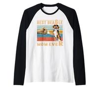 Vintage Best Dog Mom Ever Funny Puppy Beagle for Mothers Day Camiseta Manga Raglan