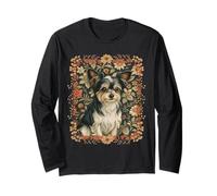 Vintage Biewer Terrier Yorkie Chorkie Perro Estilo Floral Manga Larga