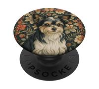 Vintage Biewer Terrier Yorkie Chorkie Perro Estilo Floral PopSockets PopGrip Adhesivo