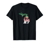 Vintage Big Fly Rainbow Trout Michigan Map Fly Fly Fishing Camiseta