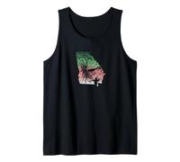 Vintage Big Fly Rainbow Trucha Georgia Mapa Pesca con Mosca Camiseta sin Mangas